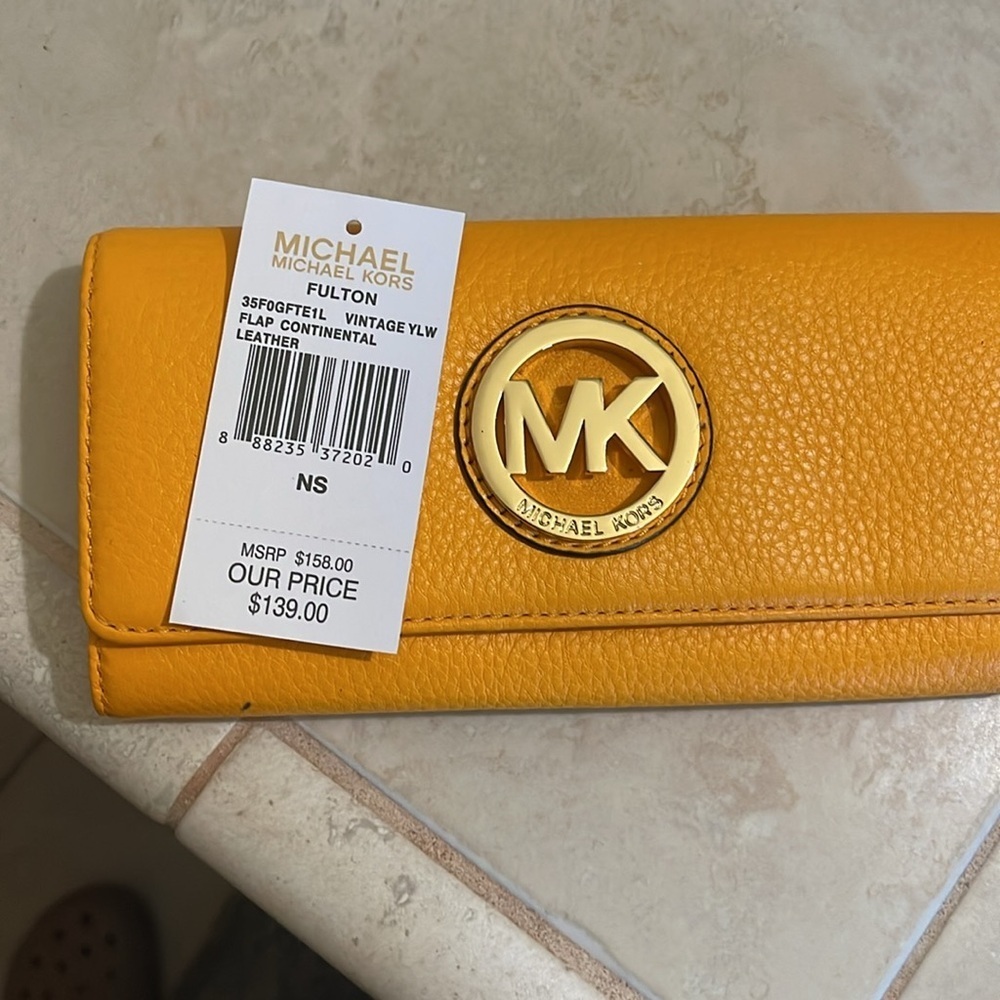 Michael Kors Mustard Wallet with Gold Logo - Picture 8 of 8